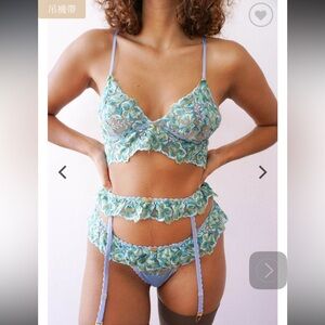 Nette Rose Womens Bralette & Bikini Set Size Small/large  Floral Mesh Wire Free